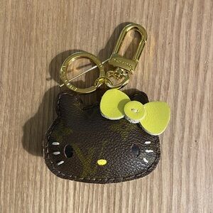 Upcycled Brown and Yellow Cat Keychain